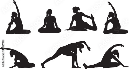 Prenatal Yoga Poses for Pregnant Women Silhouettes