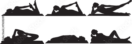 Reclining Yoga Poses for Deep Rest Silhouette Set