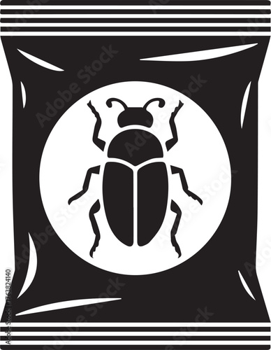 Pest Control Package Icon Vector Illustration Black Bug Glyph on Transparent Background