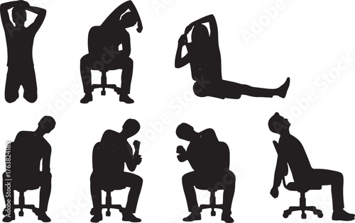 Office Yoga and Chair Stretches Silhouette Pack