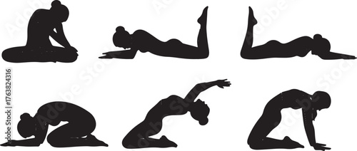 Complete Floor-Based Yoga Poses Silhouette Pack