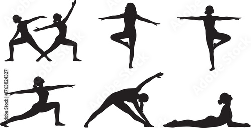 Dynamic and Flowing Yoga Poses Silhouette Pack