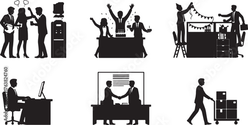 Everyday Office Life Moments Silhouette Set