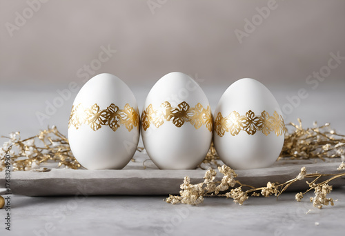 Easter gold and white eggs decoration