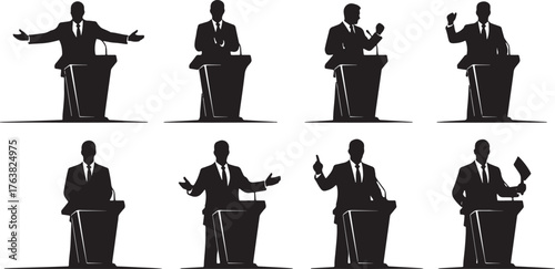 Business Leader Giving a Speech Silhouette Poses