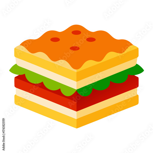 Vector of lasagna on white background