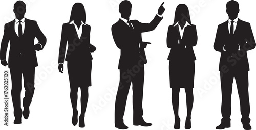 Business People in Formal Attire Silhouette Poses