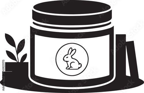 Vegan Cruelty-Free Skincare Cream Jar with Houseplant and Minimalist Decoration Element