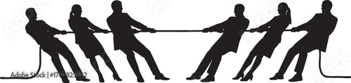 Business Tug of War and Competition Conceptual Silhouettes