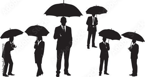 Business Risk Management and Protection Silhouettes