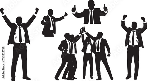 Celebrating Success Business People Silhouettes Vector Pack