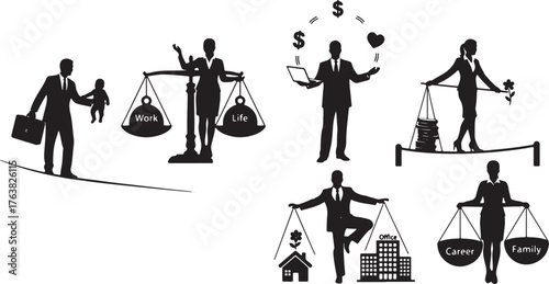 Business Balance and Stability Conceptual Silhouettes