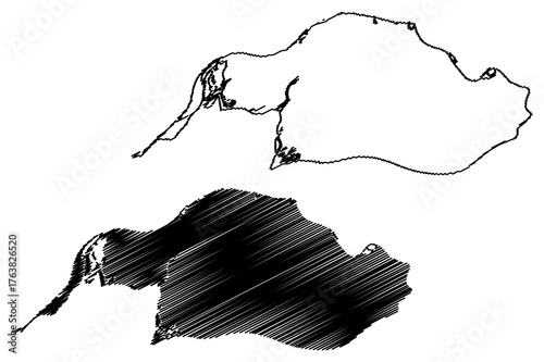 Altena municipality (Kingdom of the Netherlands, Holland, North Brabant or Noord-Brabant province) map vector illustration, scribble sketch Altena map