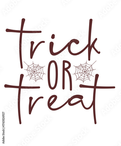 Trick or Treat Halloween typography clip art design on plain white transparent isolated background for card, shirt, hoodie, sweatshirt, apparel, card, tag, mug, icon, poster or badge