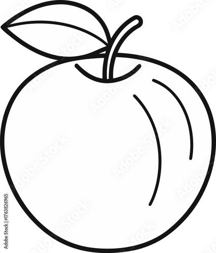 Nectarine Fruit Outline Color Vector