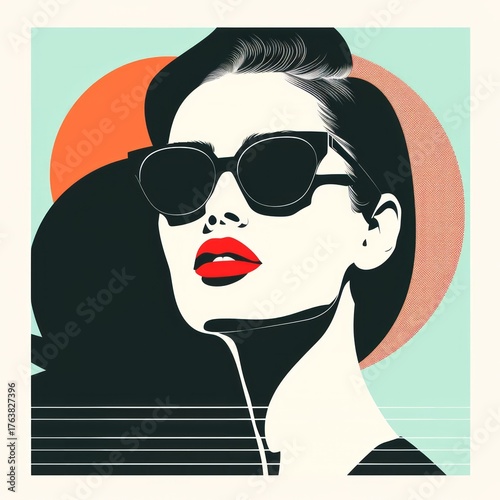 The illustration combines bold, modern design elements with a minimalist aesthetic, creating a chic and contemporary look.
