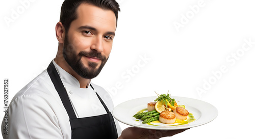 Chef holding a gourmet plate