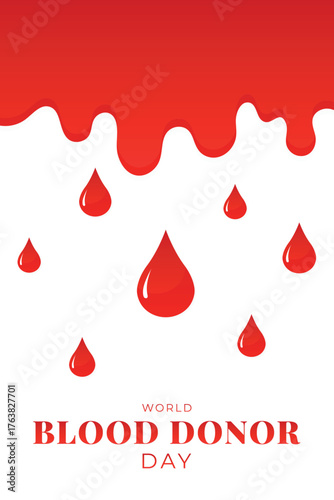 World Blood Donor Day Minimalistic Poster Red Drops Vector