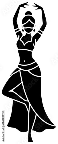 dance illustration dancer silhouette belly logo young icon woman outline beautiful female costume arabic arabian traditional training girl performance shape motion vector graphic background