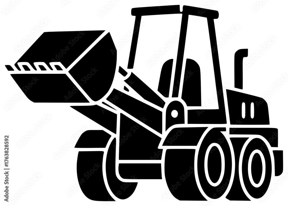 Naklejka premium bulldozer illustration machinery silhouette construction logo industrial icon heavy outline industry vehicle excavation equipment work machine transport site ground shape outdoor vector graphic backgr