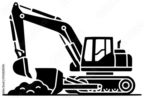 bulldozer illustration machinery silhouette construction logo industrial icon heavy outline industry vehicle excavation equipment work machine transport site ground shape outdoor vector graphic backgr