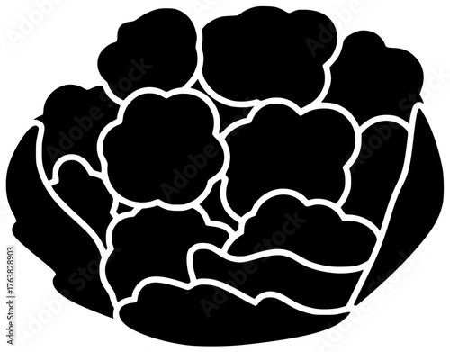 fresh illustration cauliflower silhouette food logo vegetarian icon vegetable outline diet organic healthy cabbage nutrition agriculture plant nature white shape with vector graphic background