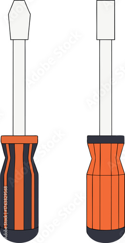 Precision in Hand: Two screwdrivers stand ready, their handles a contrast of colors, symbolizing the power of tools and the essence of craftsmanship.