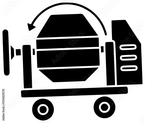 black concrete mixer rotating arrow clip art preview