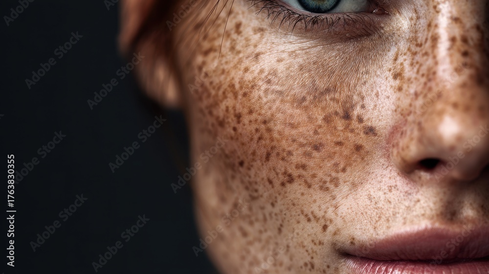 Obraz premium Skin discoloration including dark spots freckles and hyperpigmentation melasma or chloasma as well as skin lightening and brightening concepts