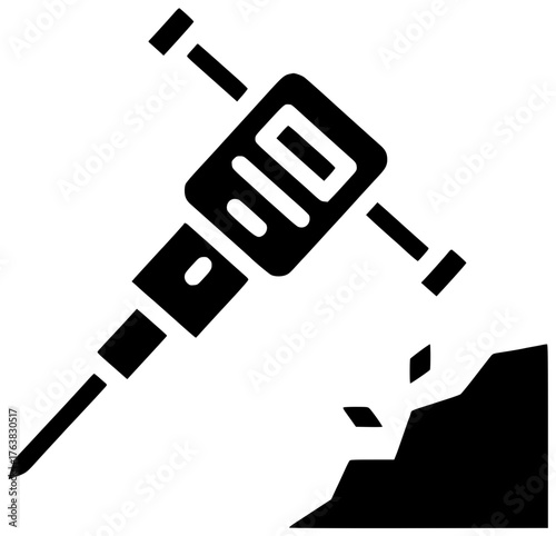jackhammer illustration construction silhouette tool logo equipment icon worker outline industrial demolition drill work industry repair machine concrete man shape for vector graphic background