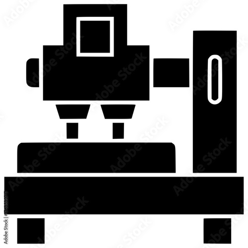 machine illustration industry silhouette factory logo technology icon engineering outline equipment manufacturing milling tool work cnc workshop machinery steel shape stainless vector graphic backgrou