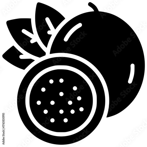 fruit illustration food silhouette passion logo fresh icon juicy outline tropical passiflora sweet passionfruit ripe natural organic exotic juice shape for vector graphic background