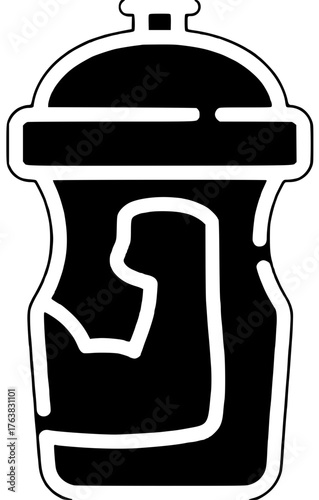 shake illustration protein silhouette drink logo food icon healthy outline diet nutrition powder ingredient sport gym energy supplement fitness shape dieting vector graphic background