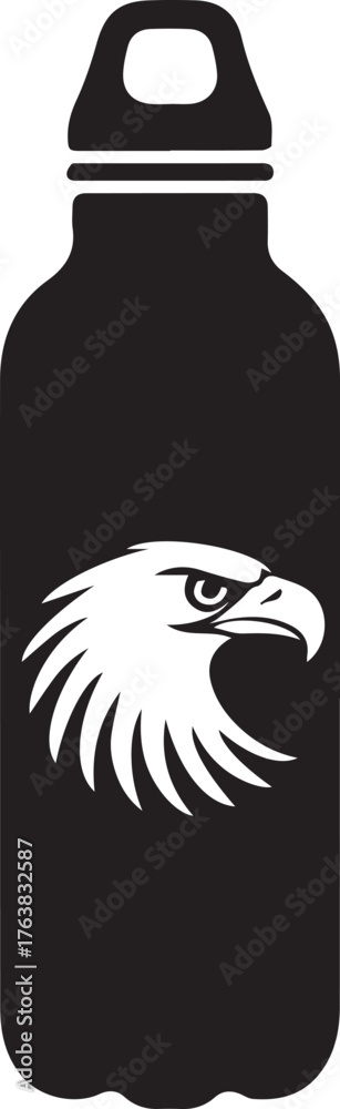Obraz premium Eagle Head Silhouette on Water Bottle Bird of Prey Symbol Vector Icon Graphic Design
