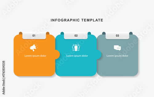 3 step paper infographic template vector element. Paper columns slide concept for workflow layout and presentation graphic 