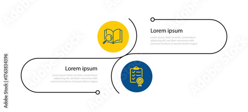 2 step concept infographic template line style. 2 column infographic element for presentation and work page