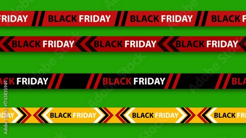 Animated Black Friday sales ribbon across. Ideal for promotional videos, discount ads, and online store marketing.
