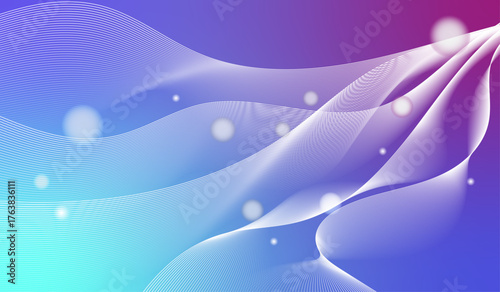 Stylized abstract background with flowing wavy lines in gradient blue and purple, perfect for modern, digital, and futuristic-themed designs requiring a dynamic visual.