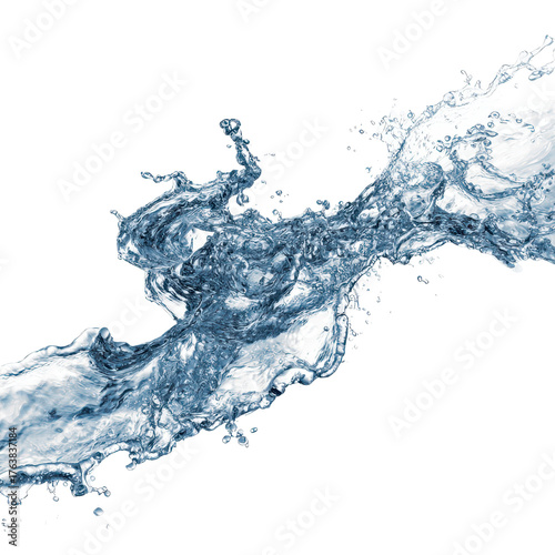 high-resolution image showing the turbulent flow of water captured in motion, isolated on transparent background