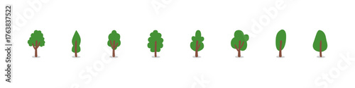 Tree icon sign. Green tree vector set. Forest park isolated vector set.