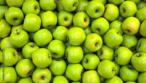 Fresh green apples filling the frame, perfect for healthy eating and recipes