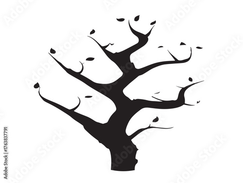 Sleek aspen tree silhouette illustration in simple 2D vector artwork