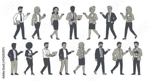 Diverse Group of Business Professionals Illustration