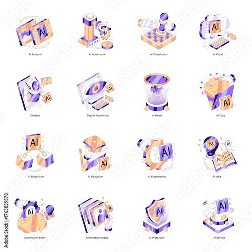 Set of Ai Isometric Illustrations 
