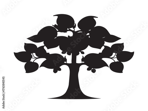 Beech tree design silhouette in fine clean 2D vector line art