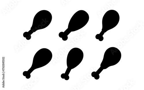 Seamless silhouette pattern of chicken drumsticks on white background