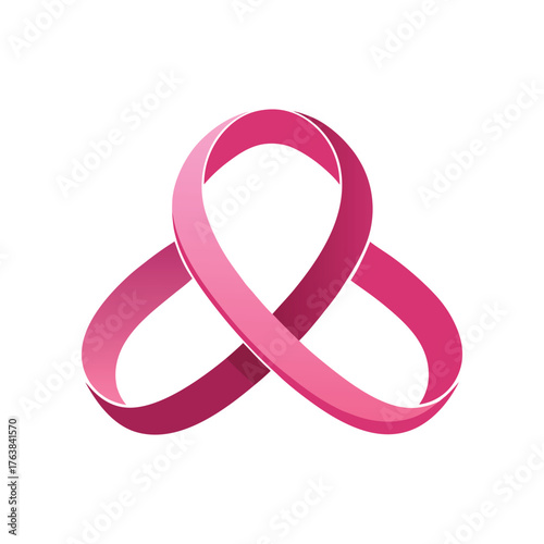 Symbolic pink ribbon loop represents hope awareness support for breast cancer cause