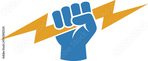 Raised Fist Holding Lightning Bolt Icon for Power and Energy