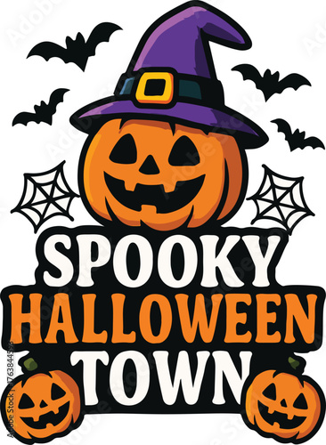 Halloween Illustration. Spooky Town. eps