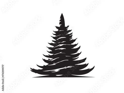 Decorative larch pattern tree icon in refined 2D vector line art format  